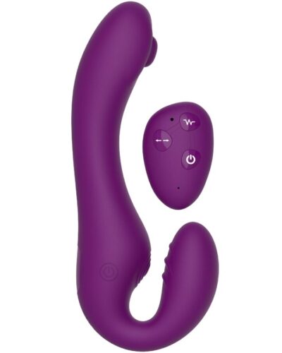Xocoon - 2 In 1 Strapless Strap-On Vibrator With Remote Control Purple