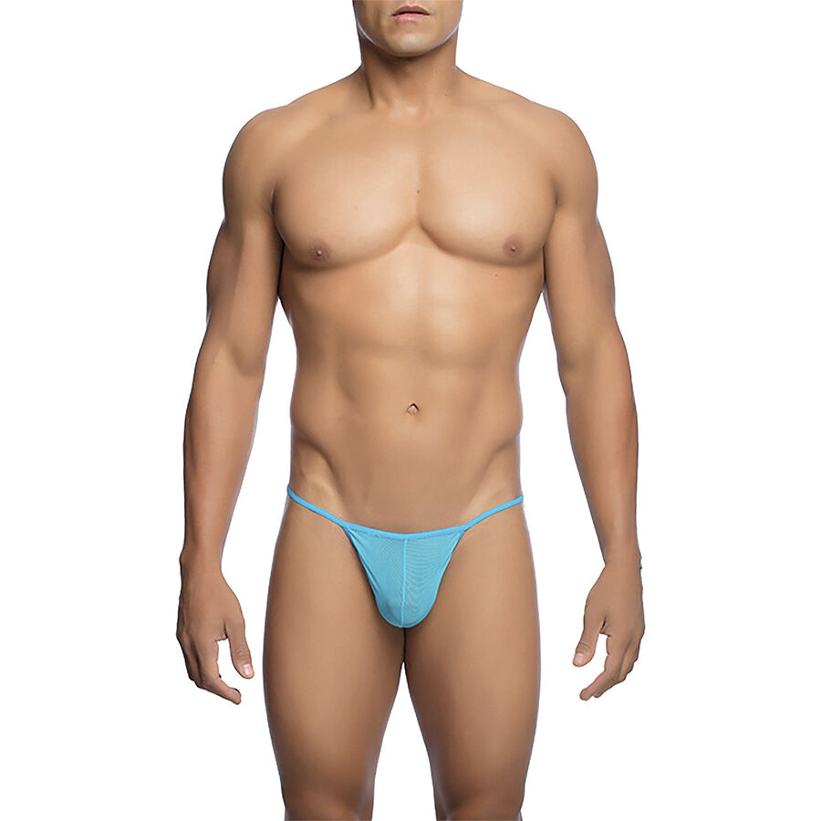 Mob - Transparent T-Shaped Thong Aqua Size S/M