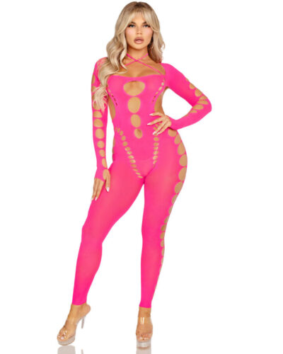 Leg Avenue - Pink Open Back Bodystocking One Size