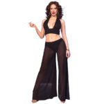 Chilirose - Cr 4857 Black Top And Pants Set Size S