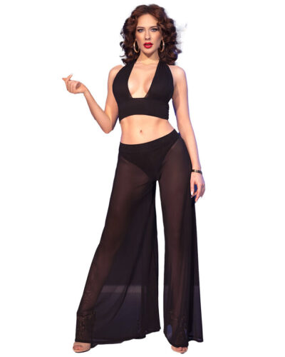 Chilirose - Cr 4857 Black Top And Pants Set Size S