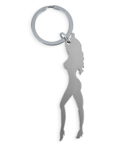 Diablo Picante - Keyring With Female Silhouette In Silver Color With Beer Opener