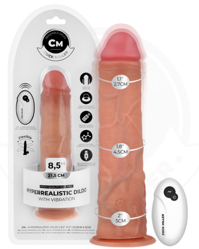 Cock Miller - Realistic Dildo With Suction Cup And Vibration With Remote Control 21.5 cm