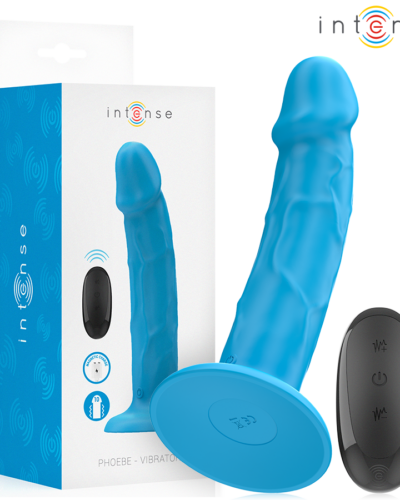 Intense - Phoebe Realistic Vibrator 10 Vibrations Blue Remote Control