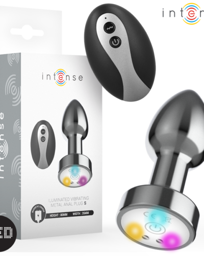 Intense - Vibrating Metal Anal Plug With LED Lights And Remote Control - Size S