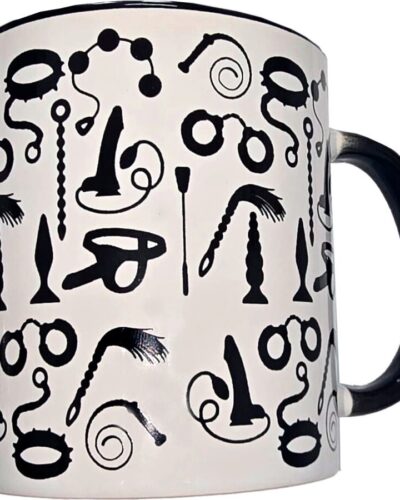 Diablo Picante - White Bondage Mug With Black Handle 370 ml