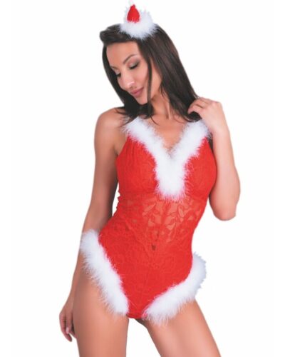 Livco Corsetti Fashion - Naughty Santa Lc 90706 Christmas Bodysuit S/M