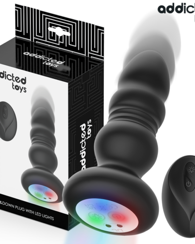 Addicted Toys - Thrusting Vibrating Anal Plug, LED Light Remote Control