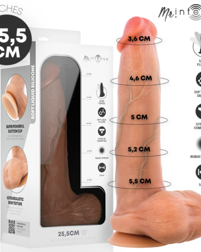 Mr Intense - Bruce Xl Silicone Dildo With Testicles 25.5 Cm -Ø- 5.5 Cm