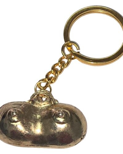 Diablo Picante - Gold Metal Keychain With Breasts