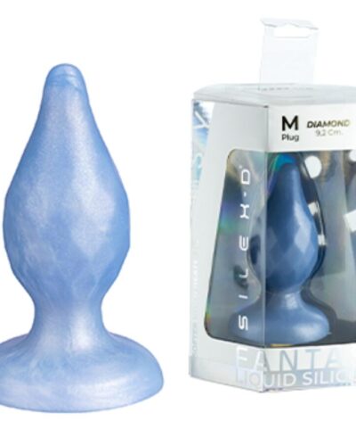 Silexd - Diamond Anal Plug Fantasy Liquid Silicone Thermoreactive Pearl Blue 9.2 cm