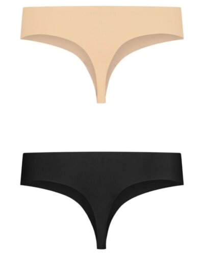 Bye-Bra - Invisible Thong 2 Pack Beige  Black Size S
