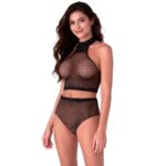Passion - Bs116 Black Bodystocking Rhinestone Mesh Set