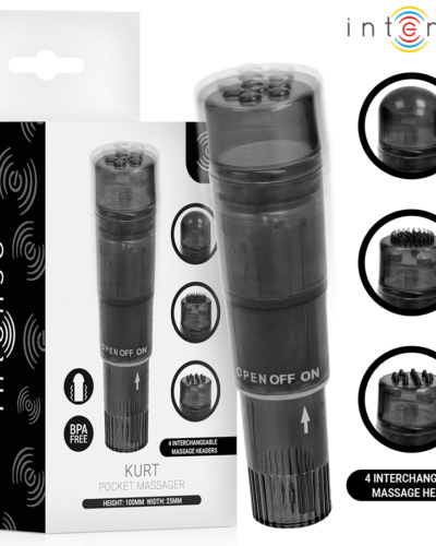 Intense - Kurt Mini Massager With 4 Interchangeable Heads Black
