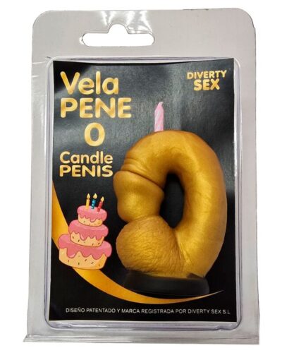 Diablo Picante - Penis Candle In The Shape Of The Number 0 Gold Color