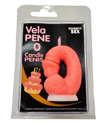 Diablo Picante - Penis Candle In The Shape Of The Number 0 Pink Color