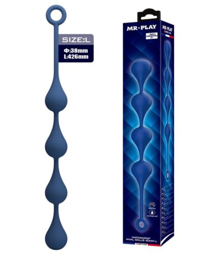 Mr Play - Blue Silicone Anal Beads Size L 42.6 Cm