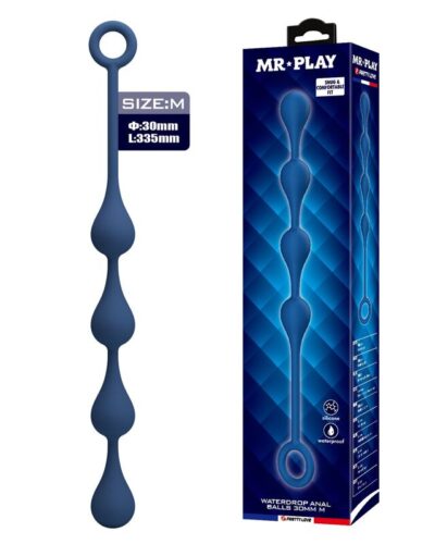 Mr Play - Blue Silicone Anal Beads Size M 33 Cm