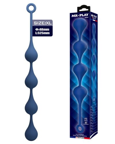 Mr Play - Blue Silicone Anal Beads Size Xl 52.5 Cm