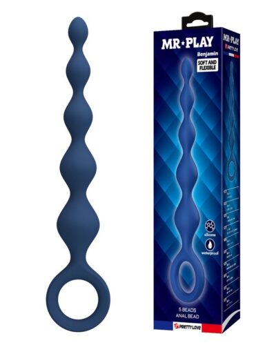 Mr Play - Blue Silicone Anal Beads  Anal Plug 20.4 Cm