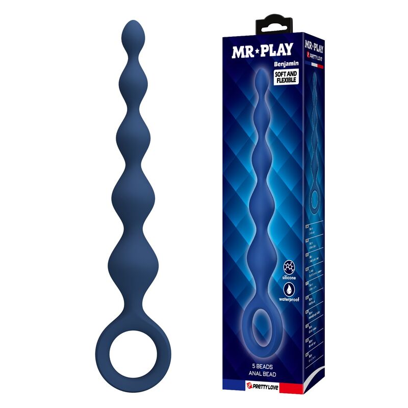 Mr Play - Blue Silicone Anal Beads Anal Plug 20.4 Cm