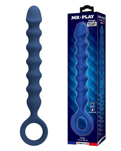 Mr Play - Blue Silicone Anal Beads  Anal Plug -Ø- 3,4 Cm - 28.5 Cm