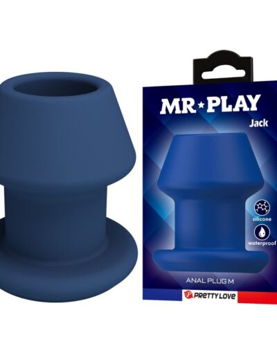 Mr Play - Jack Blue Silicone Hollow Anal Plug Size M