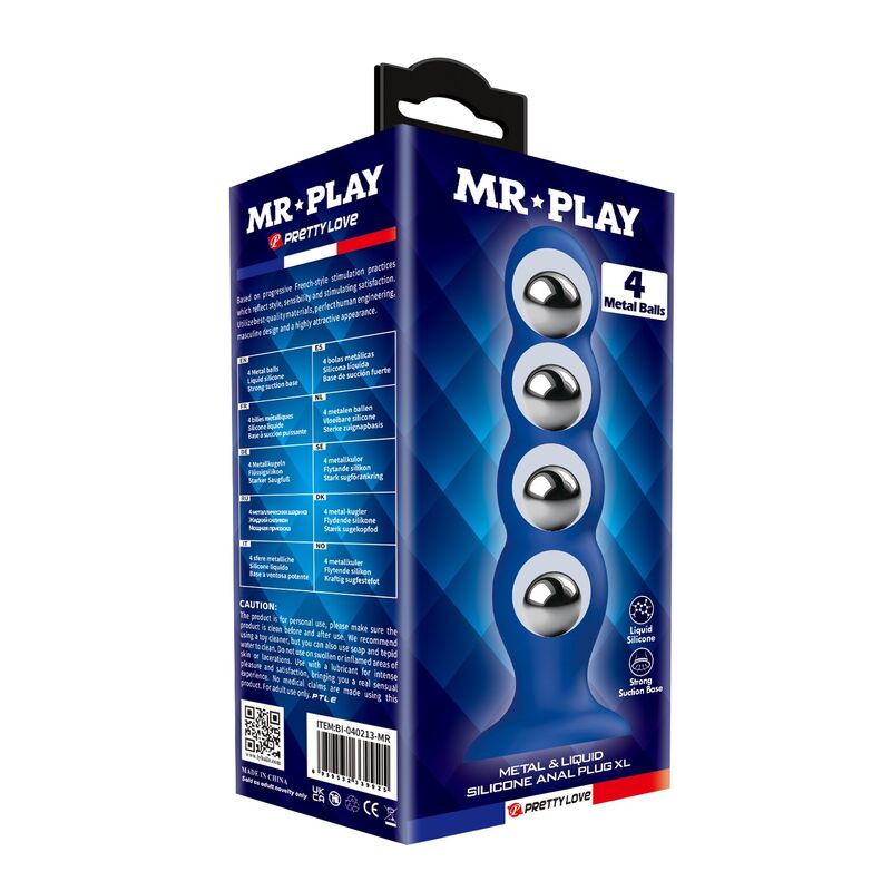 Mr Play - Anal Plug With 4 Metal Balls And Suction Cup Blue - Image 3