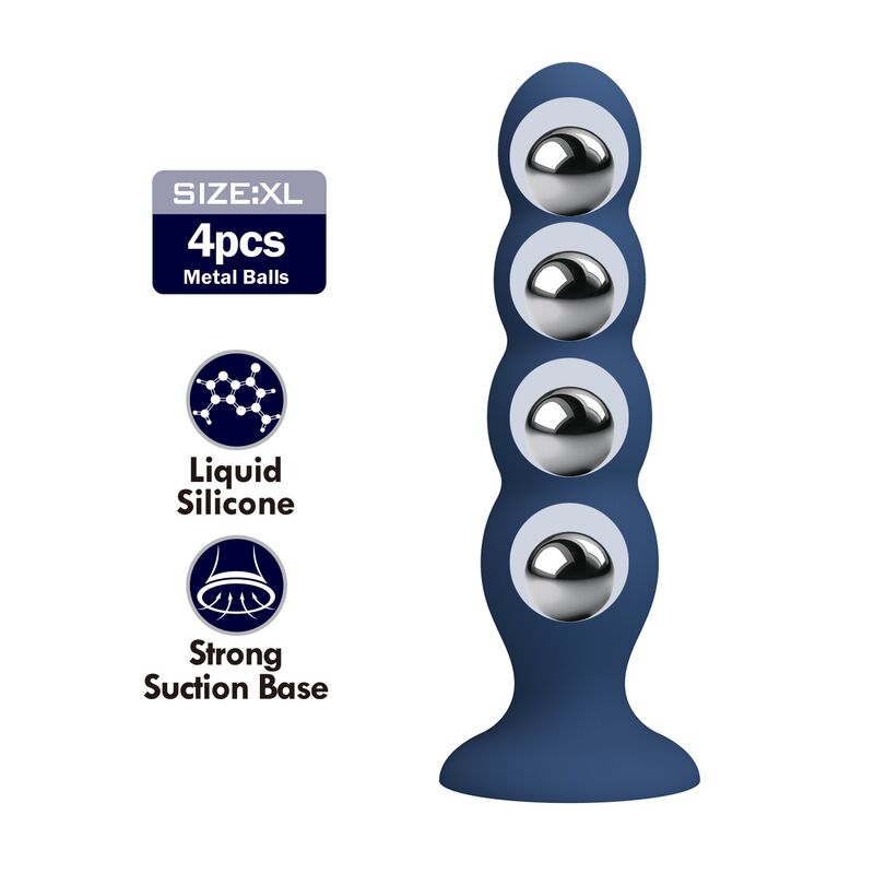 Mr Play - Anal Plug With 4 Metal Balls And Suction Cup Blue - Image 2