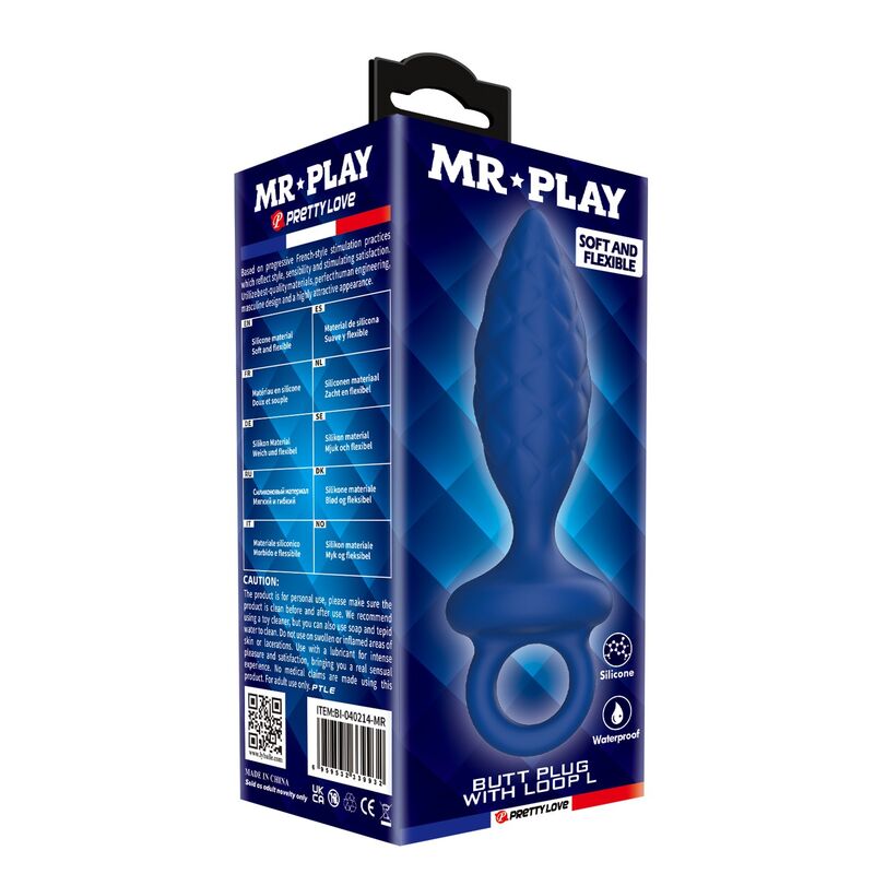 Mr Play - Textured Anal Plug With Ring Blue L - Image 3