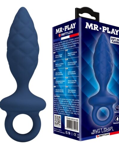Mr Play - Textured Anal Plug With Ring Blue L