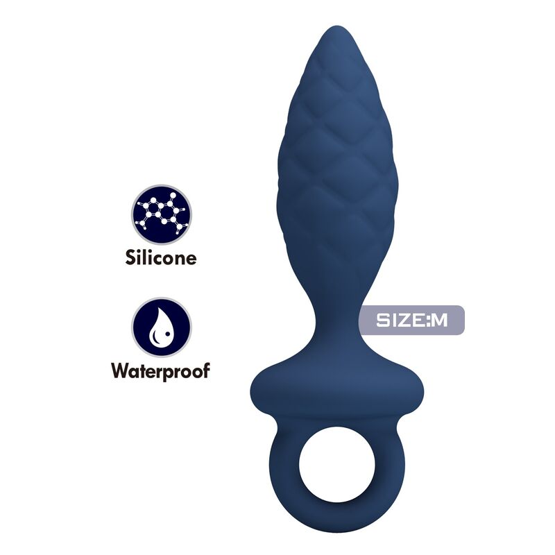Mr Play - Textured Anal Plug With Ring Blue M - Image 2