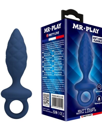 Mr Play - Textured Anal Plug With Ring Blue S