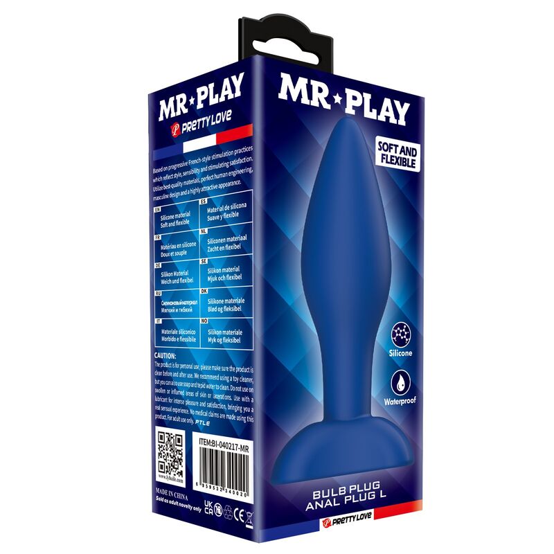 Mr Play - Tapered Silicone Anal Plug Blue L - Image 3