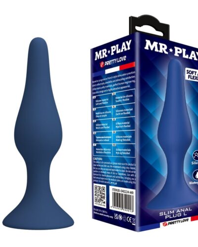 Mr Play - Slim Silicone Anal Plug Blue L