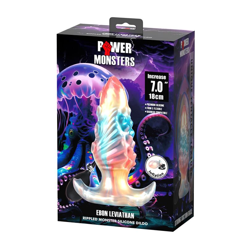 Power Monsters - Ebon Leviathan Tricolor Inflatable Fantasy Anal Plug 18 Cm - Image 2