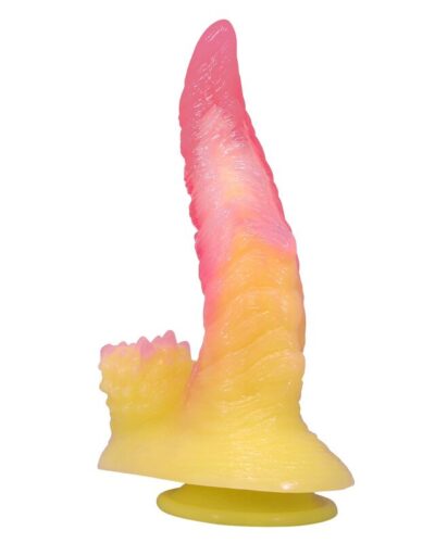 Power Monsters - Ripplied Monster Fantasy Dildo With Suction Cup 22.5 Cm Ø 5.5 Cm Pink  Yellow