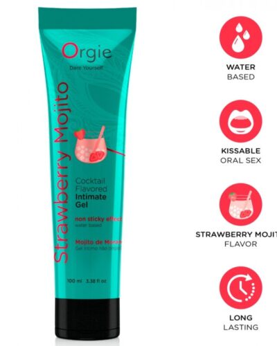 Orgie - Lube Tube Cocktail Strawberry Mojito Kissable Water-Based Intimate Gel 100 Ml