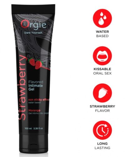 Orgie - Lube Tube Strawberry Kissable Water-Based Intimate Gel 100 Ml