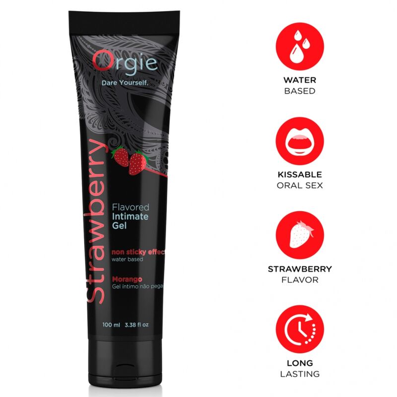 Orgie - Lube Tube Strawberry Kissable Water-Based Intimate Gel 100 Ml