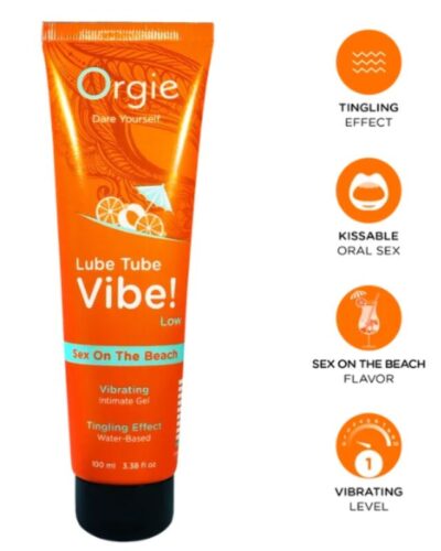 Orgie - Lube Tube Vibe! Sex On The Beach Kissable Intimate Gel Low Tingling 100 Ml