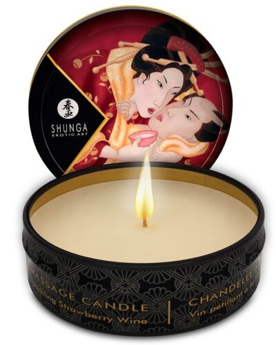 Shunga - Mini Caress By Candelight Strawberries And Cava Massage Candle 30 ml