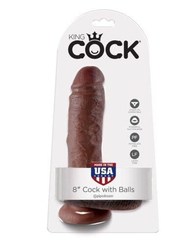 King Cock 8" Cock Brown With Balls 20.3 cm