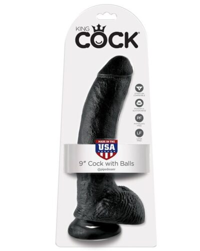 King Cock - 9 Dildo Black with Balls 22.9 cm