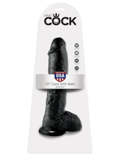 King Cock - 10 Dildo Black With Balls 25.4 cm