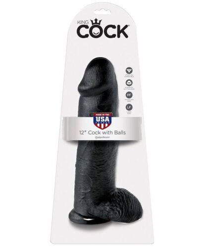 King Cock - 12 Dildo Black With Balls 30.48 cm