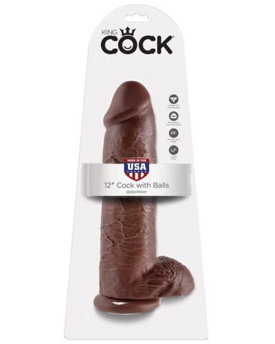 King Cock - 12 Dildo Brown with Balls 30.48 cm