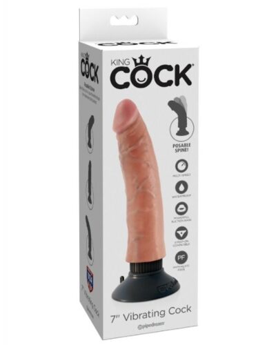 King Cock - 17.78 cm Vibrating Cock Flesh