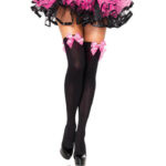 Leg Avenue - Nylon Thigh Highs With Bow Black / Pink
