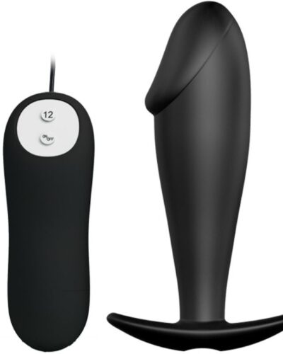 Pretty Love - Silicone Anal Plug Penis Form And 12 Vibration Modes Black